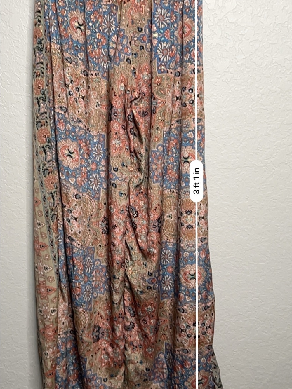Paani Boho Paisley Metallic Wide Leg Palazzo Pants Tassel Tie Waist Size S - Picture 7 of 10